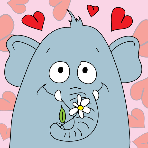 Elefante com corações
 - Vetor, Imagem
