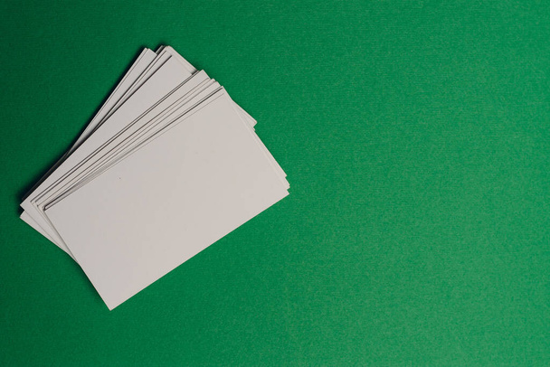 white business cards documents colorful background office copy-space - 写真・画像