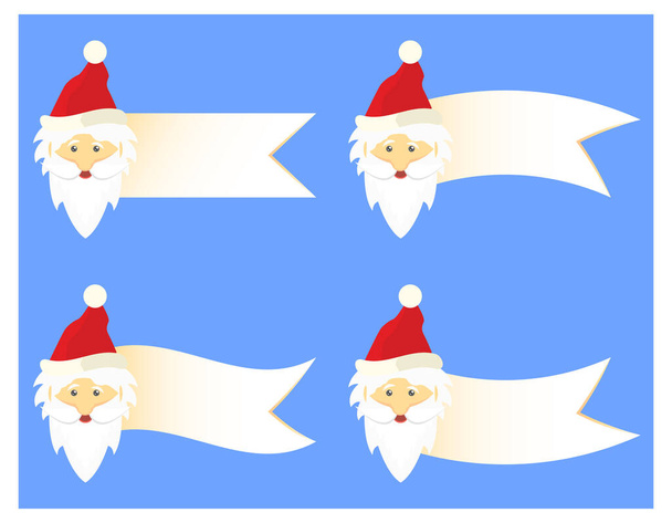 Santa Claus head blank tapes for writing text set - Vector, Image