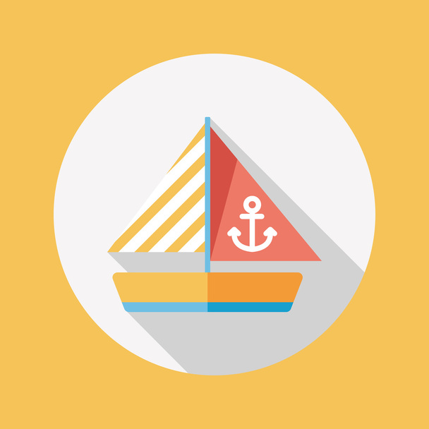 Sailboat flat icon with long shadow - Vector, Imagen