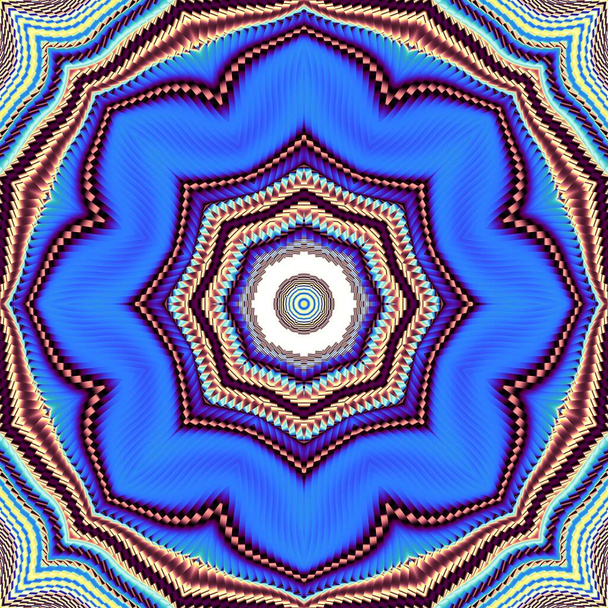 Patrón fractal digital abstracto. Patrón geométrico cuadrado simétrico en estilo azteca. Adorno de mandala. - Foto, imagen