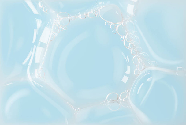 Zeepbellen op blauwe achtergrond realistische vector illustratie. - Vector, afbeelding