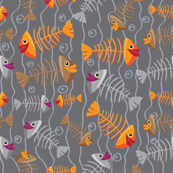 Fish skeletons and bubbles. - Vector, Image