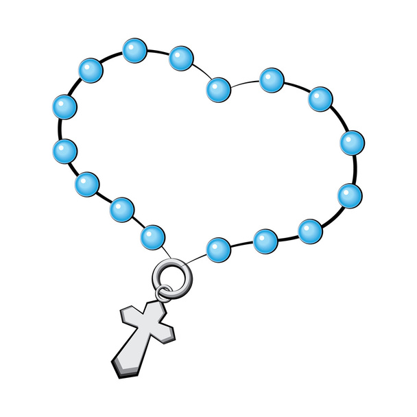 Rosary with a cross. Icon. Vector object on white background. - Vector, Image