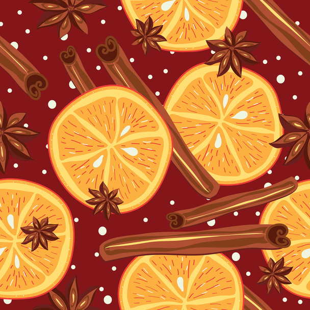 Корица и апельсины, кухонный фон
. - Вектор,изображение