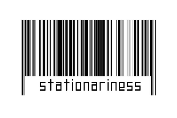 Conceito de digitalização. Código de barras de linhas horizontais pretas com estacionariedade inscrição abaixo. - Foto, Imagem
