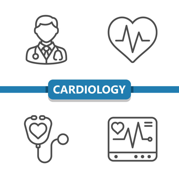 Iconos de cardiología, ilustración vectorial - Vector, Imagen