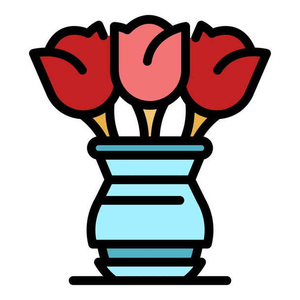 Family flower vase icon color outline vector - Vektor, obrázek
