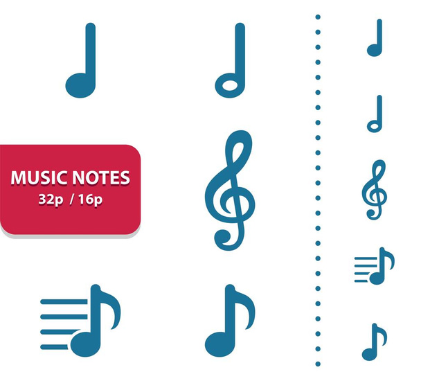 Music Notes Icons, векторная иллюстрация - Вектор,изображение