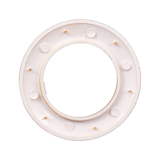 Golden grommet (inner part) isolated on white background. Design element with clipping path - Photo, Image