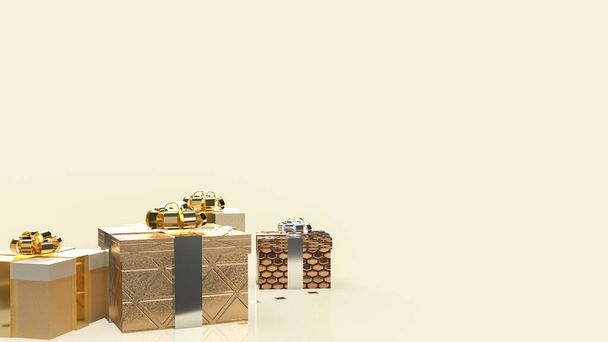 Золотая подарочная коробка для бизнес и праздник концепции 3D рендеринга - Фото, изображение