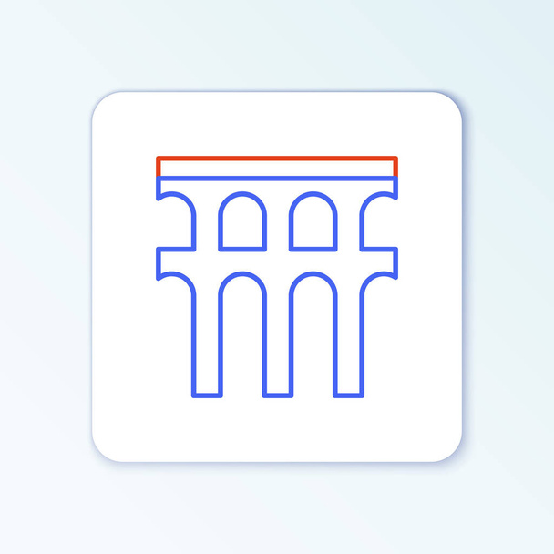 Line Aqueduct of Segovia, Spain icon isolated on white background. Roman Aqueduct building. National symbol of Spain. Colorful outline concept. Vector - Vector, Image