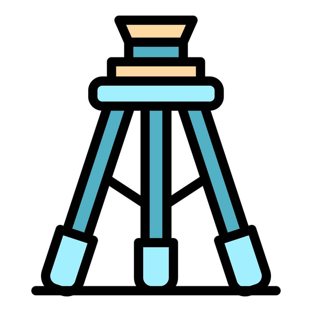 Construction tripod icon color outline vector - Vector, Imagen