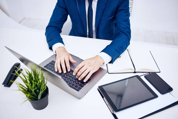 man in  office with  laptop. High quality photo - Photo, Image