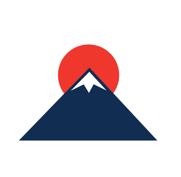 Mount Fuji and sunrise Vector Flat Icon - Vettoriali, immagini