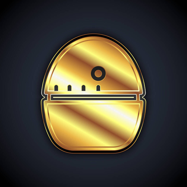 Icono del temporizador de la cocina dorada aislado sobre fondo negro. Temporizador de huevos. Utensil de cocina. Vector - Vector, Imagen