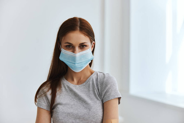 woman patient with  medical mask. High quality photo - Photo, Image