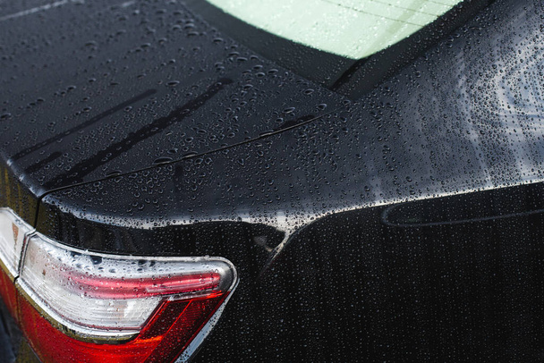 Rainy days, Rain drops on car, rainy weather, rain background - Фото, зображення