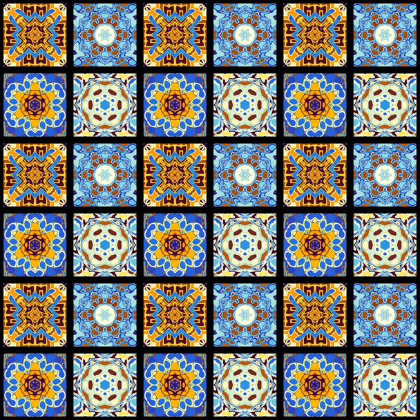 Patrón abstracto. Arte mosaico textura ornamental. Patrón cuadrado sin costura. - Foto, Imagen