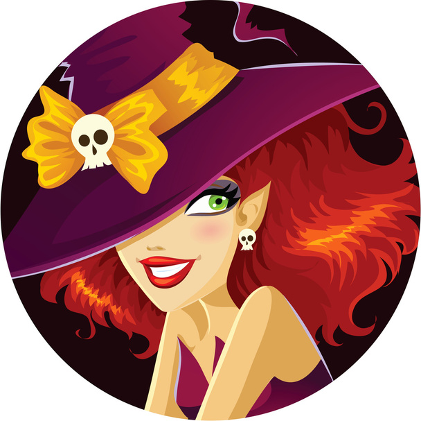 Portrait of cute Halloween witch - Vector, Image