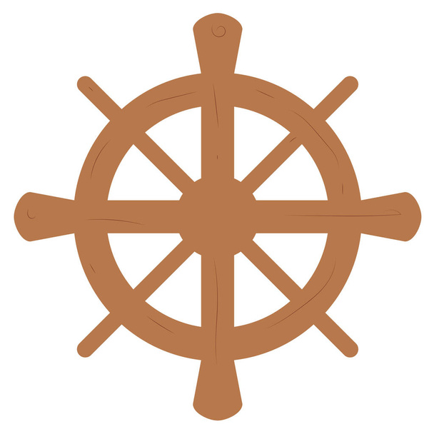 ship steering wheel on white  - Вектор, зображення