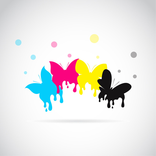 Vektor-Gruppe von Schmetterling farbigen cmyk drucken - Vektor, Bild