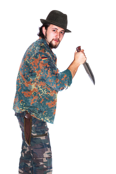 Man hunting with knife - Fotoğraf, Görsel