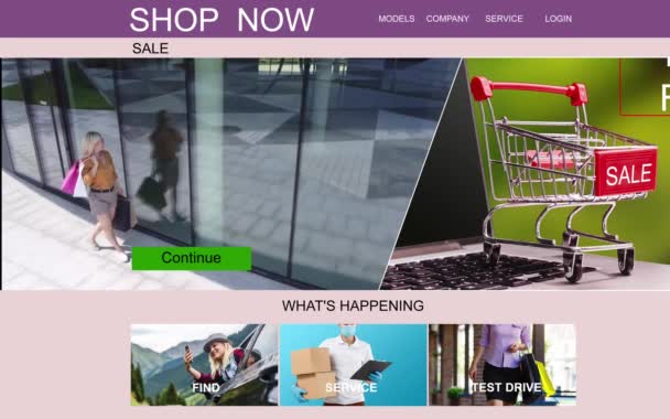 Las compras en línea del Internet en el ordenador portátil, mujer con paquetes - Metraje, vídeo