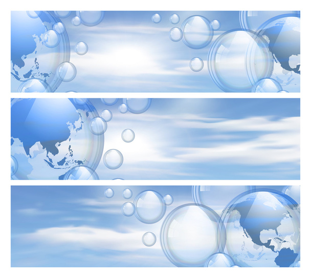 Sky and bubbles banners - Vector, afbeelding
