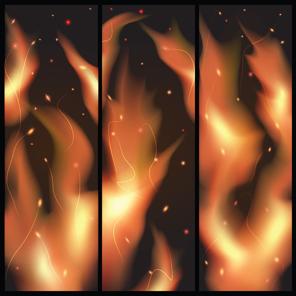 Fire flames on a black background. - ベクター画像