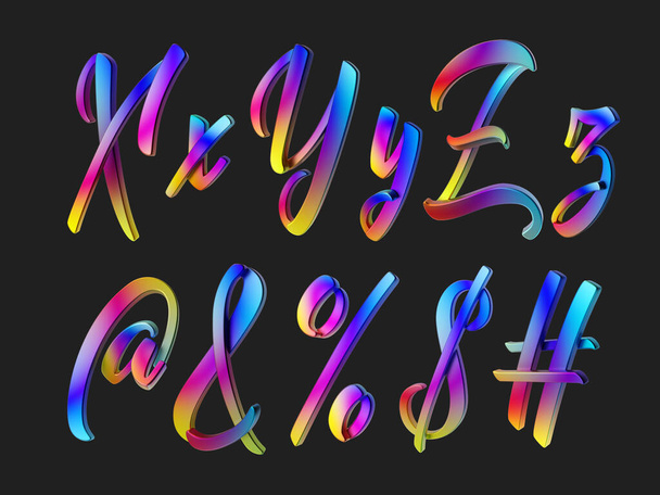 3d render of colorful calligraphic font set. - Photo, Image