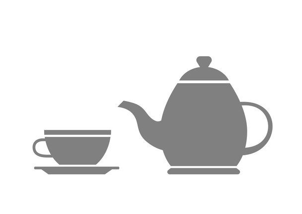 Сірий чайник і чайник на білому тлі
 - Вектор, зображення