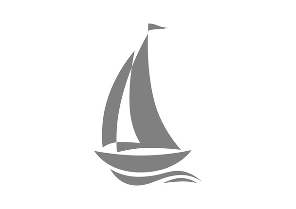 Icona barca a vela grigia su sfondo bianco
 - Vettoriali, immagini