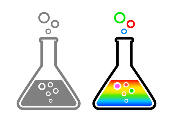 Иконки лабораторного стекла на белом фоне
    - Вектор,изображение