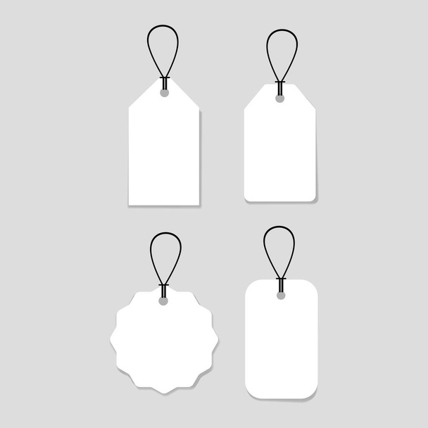 Set of white price tag labels illustration on isolated background - Vector, Image