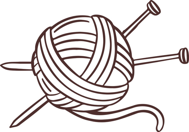 Tricot couture symboles fil fil écheveau aiguille icône vecteur fait par les mains - Vecteur, image