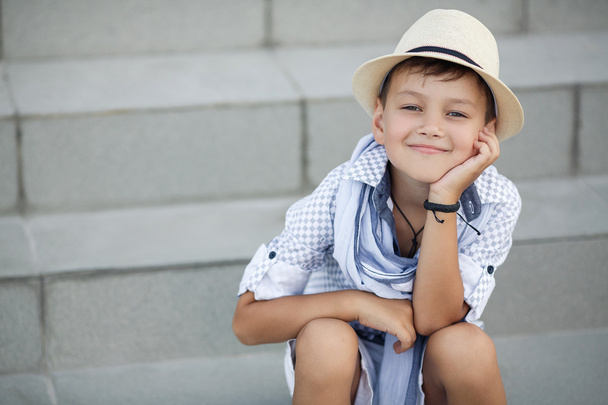 Cute boy happy kid outdoors - Foto, imagen