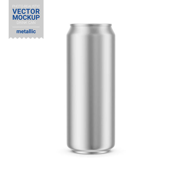 Grau-metallisches Getränk kann Attrappen. Vektorillustration. - Vektor, Bild