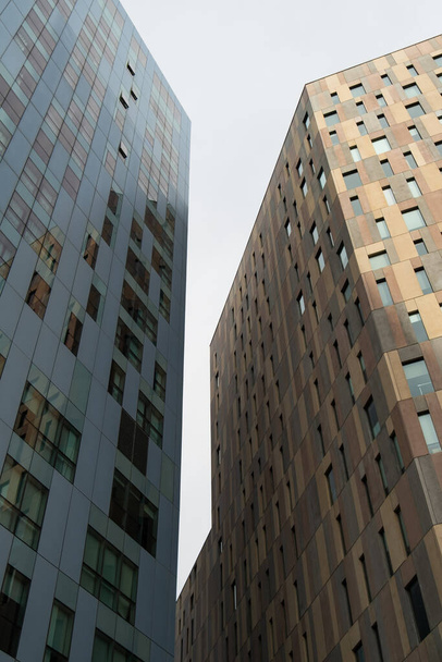 Epic Abstract Buiding with pattern. Three modern buildings in Barcelona. Futur - Φωτογραφία, εικόνα