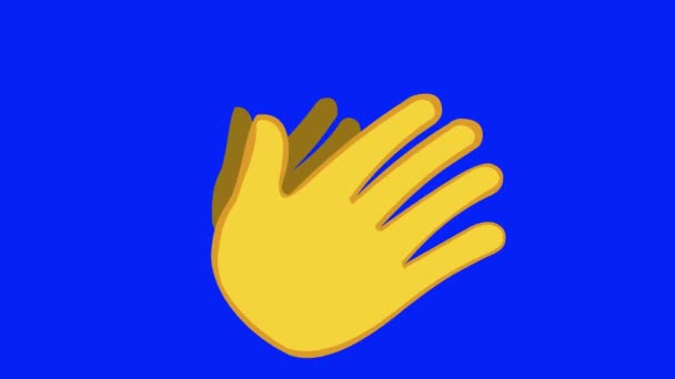 Loop animáció egy sárga kéz tapsoló, kék chroma kulcs háttér - Felvétel, videó