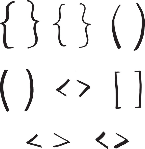 Hand drawn curly braces and square brackets. Vector illustration. - Vecteur, image