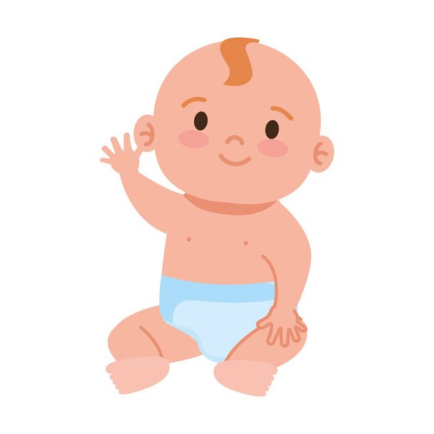 cute baby boy seated - Vector, Image
