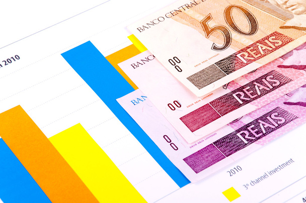 Finanzanalyse mit Charts und Geld aus Brasilien - Foto, Bild