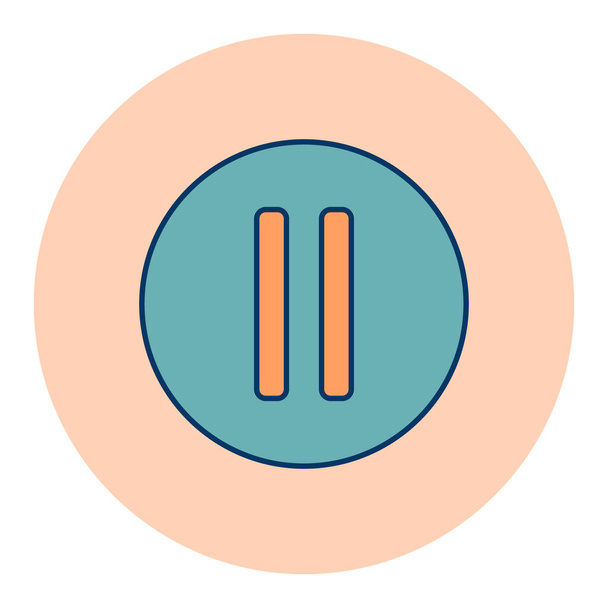 Szünet gomb színes vektor lapos ikon. Grafikon szimbólum zene és hang webhely és alkalmazások design, logó, app, UI - Vektor, kép