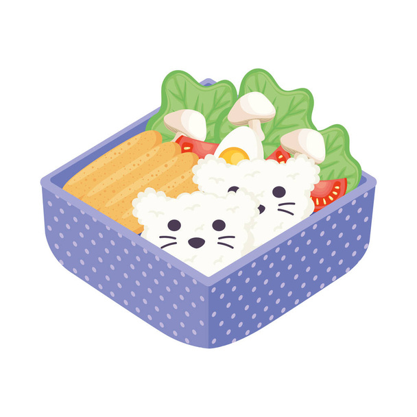 purple bento box with lunch - Vector, Image