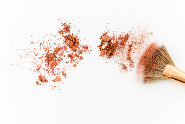 top view blush with brush. High quality photo - 写真・画像