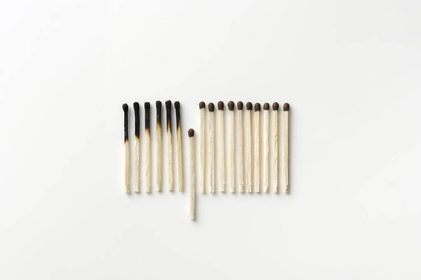 top view burned matches. High quality photo - Foto, imagen