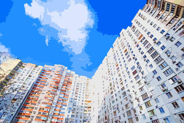 High-rise lakóépületek Kijevben - Vektor, kép