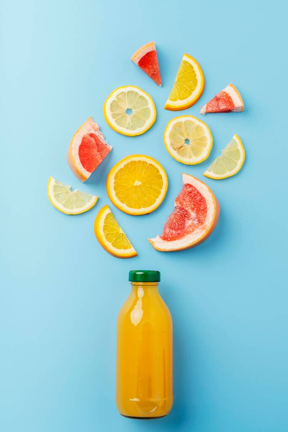 top view healthy drink with fruits. High quality photo - Photo, Image