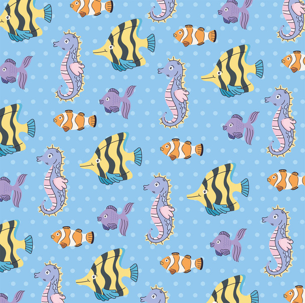 lindo patrón de animales marinos - Vector, imagen